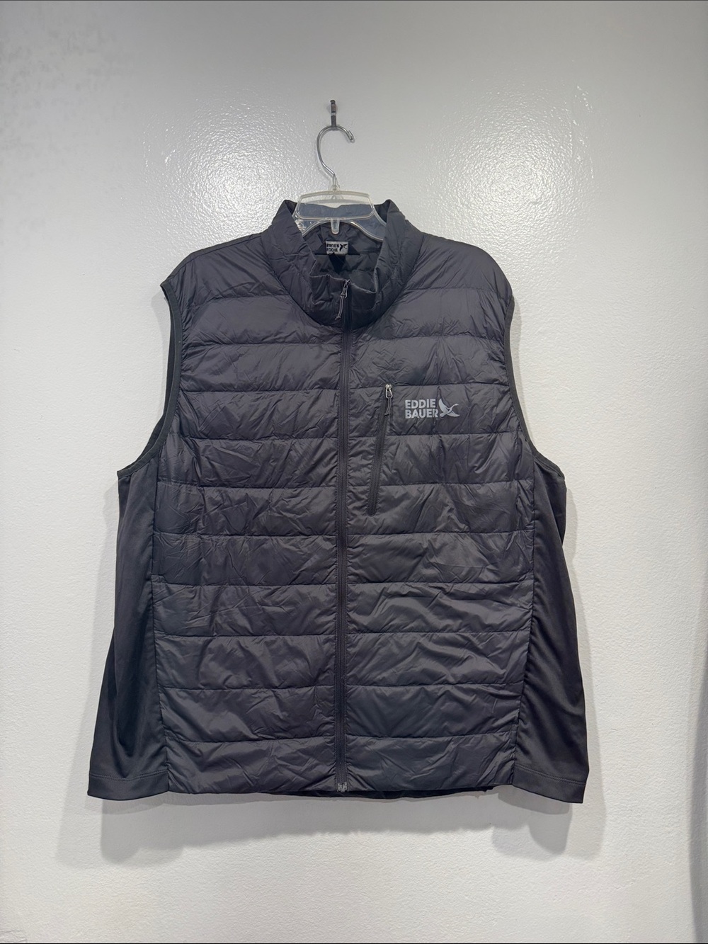 Eddie Bauer Mens Gray Puffer Down Vest Packable Size XXL